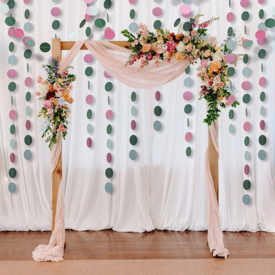 13ft Sivo Plavo Zeleno Srebrni Papirnati Kružni Girlande Dekoracije za Rustikalno Vjenčanje Rođendanske Dekoracije Na Zid Viseće Točke Streamer