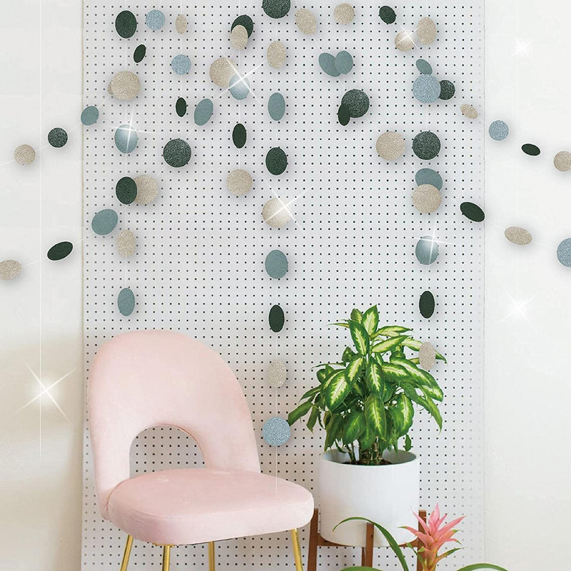 13ft Sivo Plavo Zeleno Srebrni Papirnati Kružni Girlande Dekoracije za Rustikalno Vjenčanje Rođendanske Dekoracije Na Zid Viseće Točke Streamer