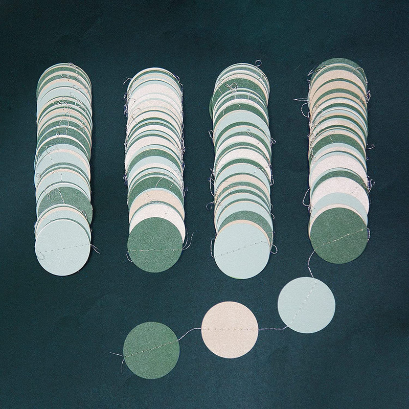 13ft Sivo Plavo Zeleno Srebrni Papirnati Kružni Girlande Dekoracije za Rustikalno Vjenčanje Rođendanske Dekoracije Na Zid Viseće Točke Streamer