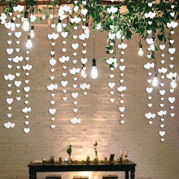 Χάρτινες γιρλάντες White Heart Love Heart Banner Streamer για γάμο Νυφικό ντους Bachelorette Διακοσμήσεις για πάρτι γενεθλίων