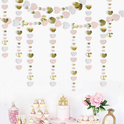 Ghirlande de inimioare albe de hârtie, banner cu inimă de dragoste, pentru nuntă, duș nupțial, pentru decorațiuni pentru petrecerea de aniversare a burlacilor.