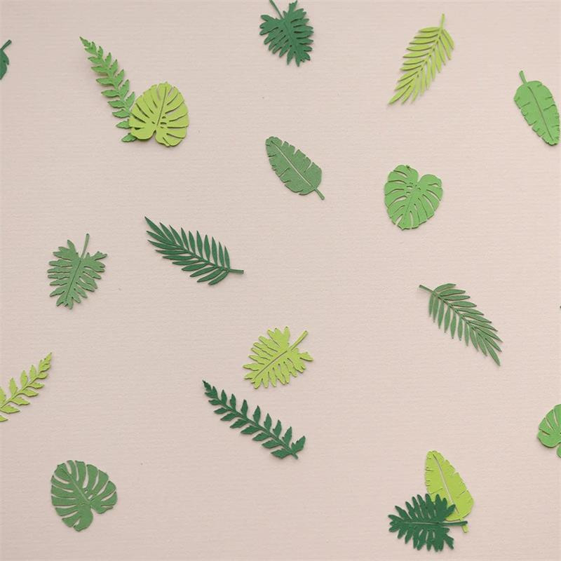 Bulitéma Dekoratív papírdarabok Zöld trópusok Levelek Konfetti Party dekoráció Dobás barkács kellékek Asztaldekorációs cikkek
