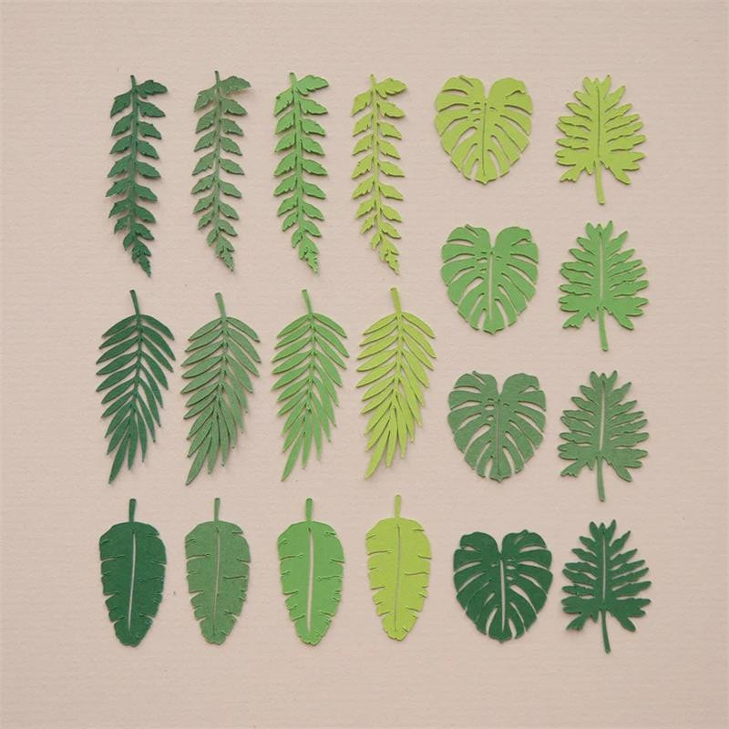 Bulitéma Dekoratív papírdarabok Zöld trópusok Levelek Konfetti Party dekoráció Dobás barkács kellékek Asztaldekorációs cikkek