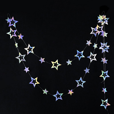 Lāzera spoguļpapīrs Zvaigžņu punktveida vītne kāzu bērniem 1. Nāras dzimšanas dienas ballītes noformējums Bērnu duša Ziemassvētku pakarināmais reklāmkarogs