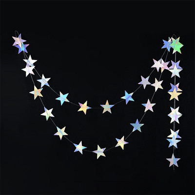 Lāzera spoguļpapīrs Zvaigžņu punktveida vītne kāzu bērniem 1. Nāras dzimšanas dienas ballītes noformējums Bērnu duša Ziemassvētku pakarināmais reklāmkarogs