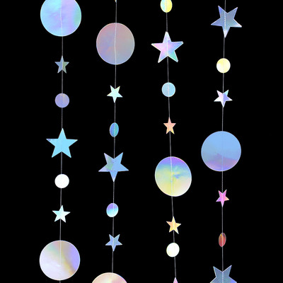 Lāzera spoguļpapīrs Zvaigžņu punktveida vītne kāzu bērniem 1. Nāras dzimšanas dienas ballītes noformējums Bērnu duša Ziemassvētku pakarināmais reklāmkarogs