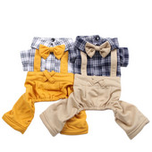 Кучешки гащеризон Гащеризон Кариран и панделка Котешко кученце Риза Панталони Пролет/Лято Момче Облекло за домашни любимци