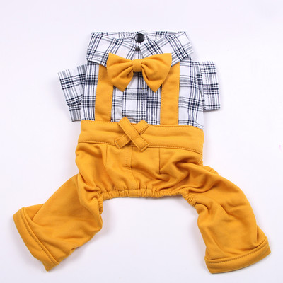 Кучешки гащеризон Гащеризон Кариран и панделка Котешко кученце Риза Панталони Пролет/Лято Момче Облекло за домашни любимци