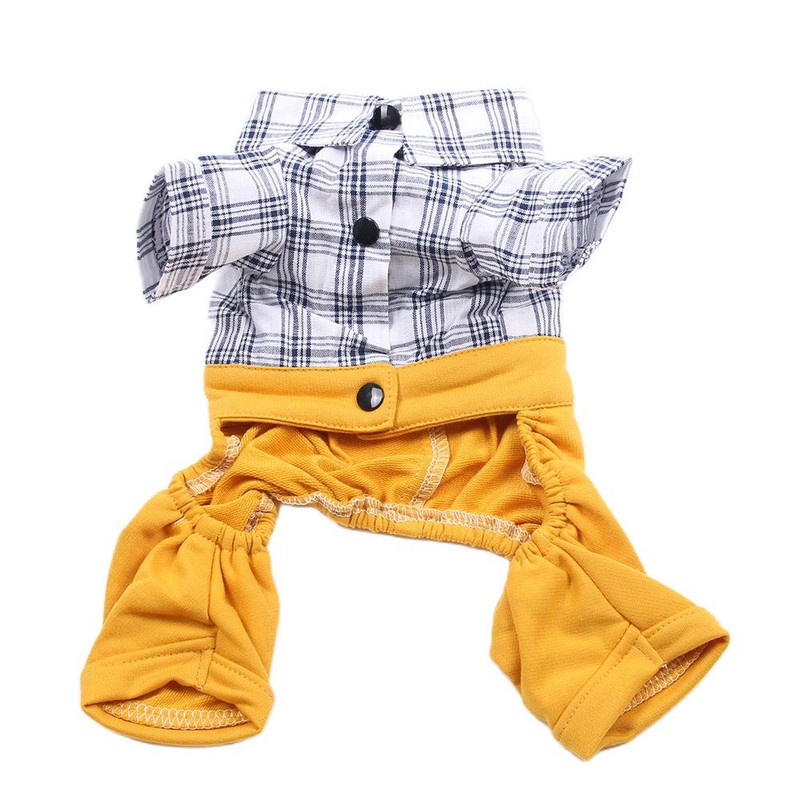 Кучешки гащеризон Гащеризон Кариран и панделка Котешко кученце Риза Панталони Пролет/Лято Момче Облекло за домашни любимци