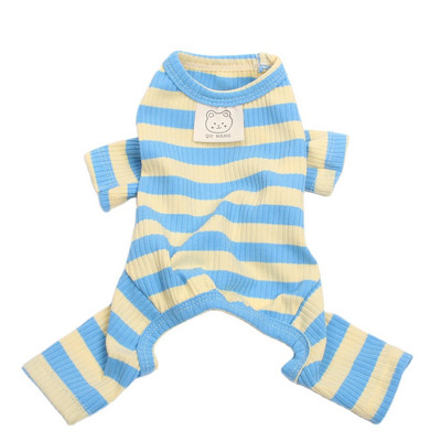 Kutya macska Jumpsuit pizsama Striped & Bear Design Pet Puppy puha tréningruha póló