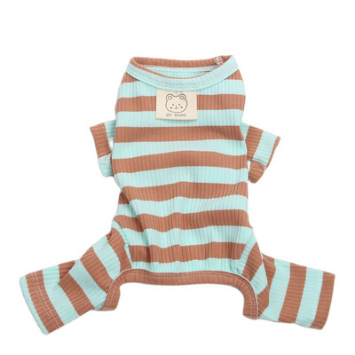 Kutya macska Jumpsuit pizsama Striped & Bear Design Pet Puppy puha tréningruha póló
