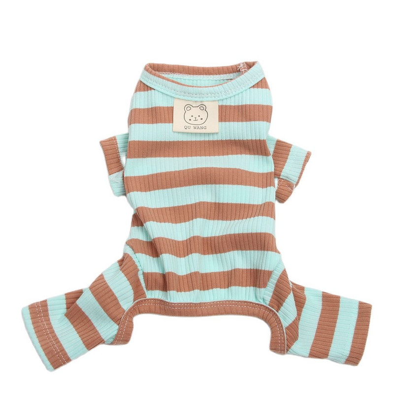Kutya macska Jumpsuit pizsama Striped & Bear Design Pet Puppy puha tréningruha póló