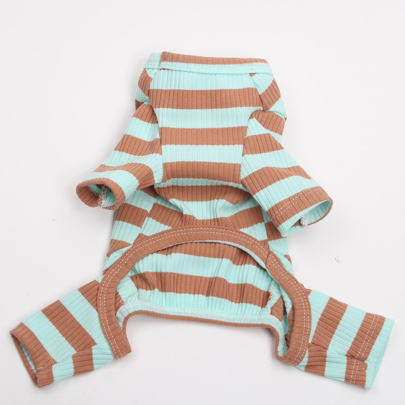 Kutya macska Jumpsuit pizsama Striped & Bear Design Pet Puppy puha tréningruha póló