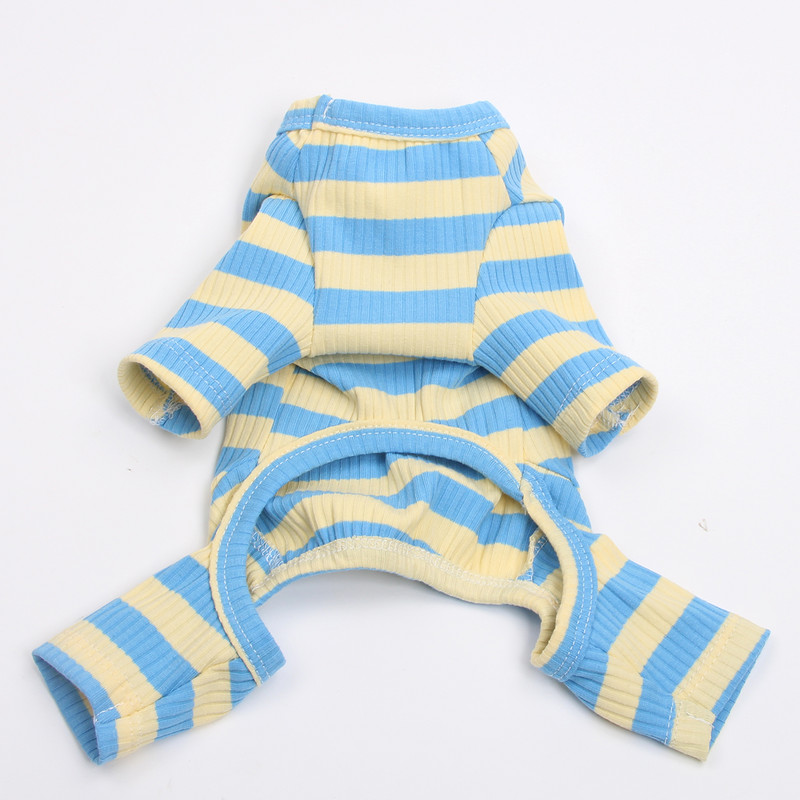 Kutya macska Jumpsuit pizsama Striped & Bear Design Pet Puppy puha tréningruha póló
