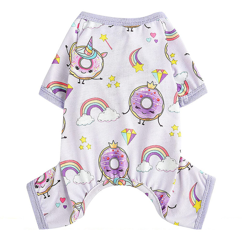 Yikeyo kisállat kutya ruhák tavaszi nyár kölyök macskák ruhák puha légáteresztő kutyák macska jelmez fánk aranyos nyomtatás chihuahua pizsama