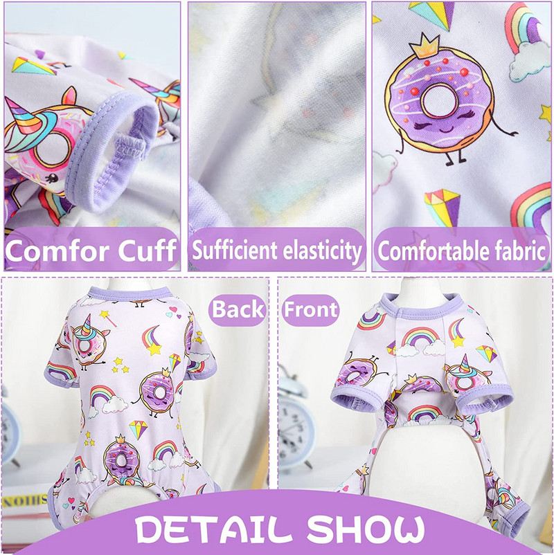 Yikeyo kisállat kutya ruhák tavaszi nyár kölyök macskák ruhák puha légáteresztő kutyák macska jelmez fánk aranyos nyomtatás chihuahua pizsama