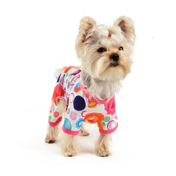 YIKEYO Пролетни дрехи за домашни кучета Меки дишащи маншети Сдържан сладък принт Малък среден голям домашен любимец Костюм за кучета Роза