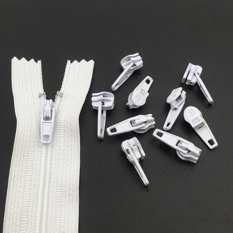 10 buc. Glisor cu fermoar 3 # Kit de reparare a capului cu fermoar Pernă de înlocuire Husă de pilota Pantaloni Accesorii pentru fermoar din nailon îngroșat P162