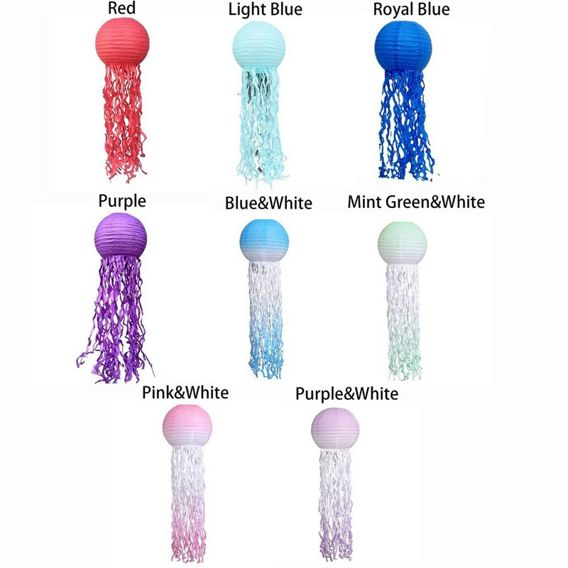 Παιδική Μπομπονιέρα Γοργόνας 10" Πτυσσόμενη χάρτινη μέδουσα Μωβ μπλε μέντα για βάπτιση μωρού για ντεκόρ γενεθλίων