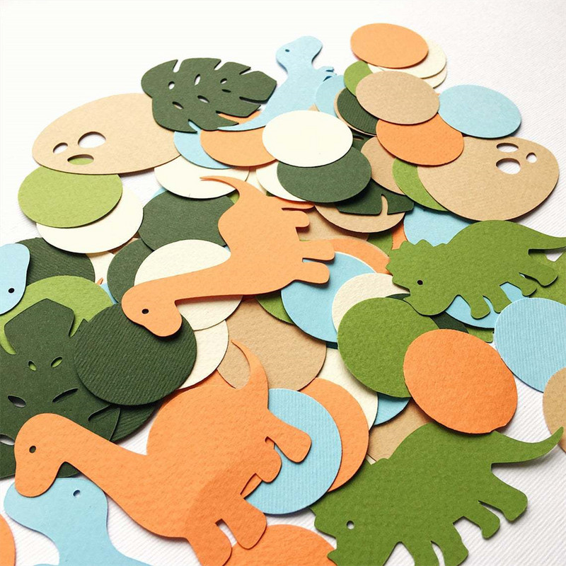 100 de bucăți, tema pădure, dinozaur, carton dur confetti, petrecere de nuntă, recuzită, accesorii decorative