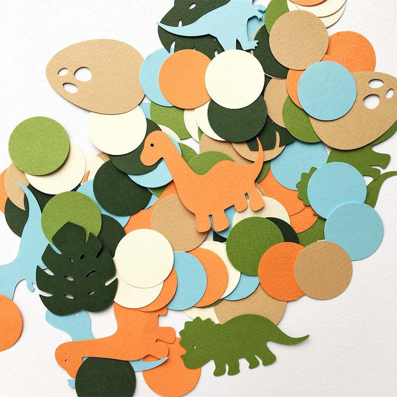 100 de bucăți, tema pădure, dinozaur, carton dur confetti, petrecere de nuntă, recuzită, accesorii decorative