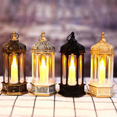 Lumânare LED Lanternă de vânt Lanternă de șase colțuri Iluminat frumos Decor de curte de Crăciun de epocă