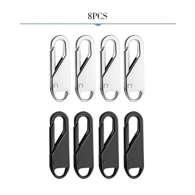 Csere cipzár fej univerzális levehető cipzár lehúzó 4/8db fém cipzár javító készlet kabáttáska általános bőrönd hátizsákhoz