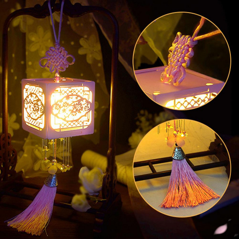 Samontēta ķīniešu laternu dekoratīvā ziedu lampa ar koka rokām ar rokām izgatavota antīka lampu kaste Ziemassvētku dāvanu šaušanas piederumi