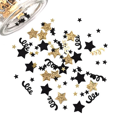 15 g vegyes konfetti csillogó fekete arany csillag csíkos asztali flitteres baba születésnapi esküvői parti dekoráció Joyeux évfordulója