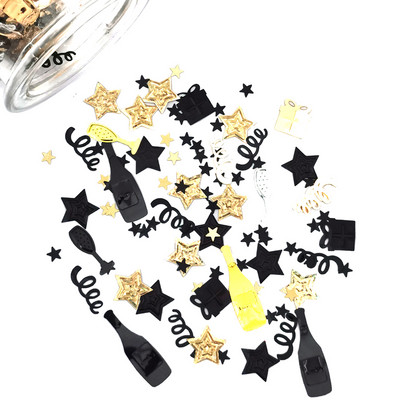 15 g vegyes konfetti csillogó fekete arany csillag csíkos asztali flitteres baba születésnapi esküvői parti dekoráció Joyeux évfordulója