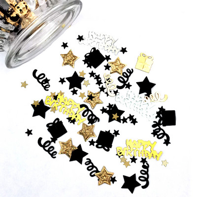 15 g vegyes konfetti csillogó fekete arany csillag csíkos asztali flitteres baba születésnapi esküvői parti dekoráció Joyeux évfordulója