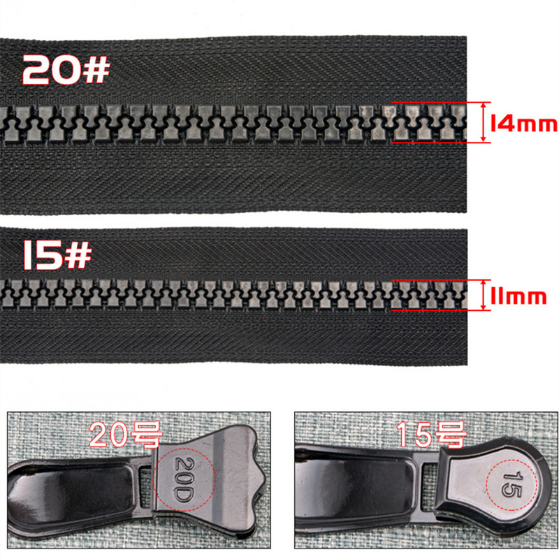 1db 20# Zipper Silder for Resin Zip Down Jacket Sátor cipzárok Fejlehúzó Barkács ruházatjavító tartozék