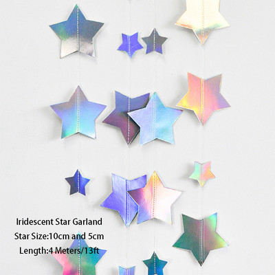 Vaivorykštės popieriaus lapų snaigės girlianda Holografinis gimtadienio vakarėlis Kabantys lapai Žvaigždžių srautas Kalėdų Naujųjų Metų reklamjuostės dekoravimas