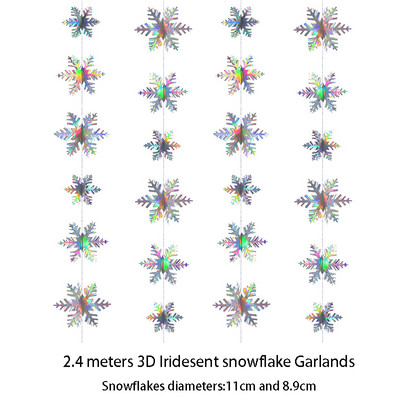 Vaivorykštės popieriaus lapų snaigės girlianda Holografinis gimtadienio vakarėlis Kabantys lapai Žvaigždžių srautas Kalėdų Naujųjų Metų reklamjuostės dekoravimas