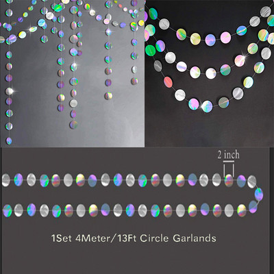 Vaivorykštės popieriaus lapų snaigės girlianda Holografinis gimtadienio vakarėlis Kabantys lapai Žvaigždžių srautas Kalėdų Naujųjų Metų reklamjuostės dekoravimas