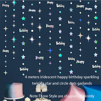 Vaivorykštės popieriaus lapų snaigės girlianda Holografinis gimtadienio vakarėlis Kabantys lapai Žvaigždžių srautas Kalėdų Naujųjų Metų reklamjuostės dekoravimas