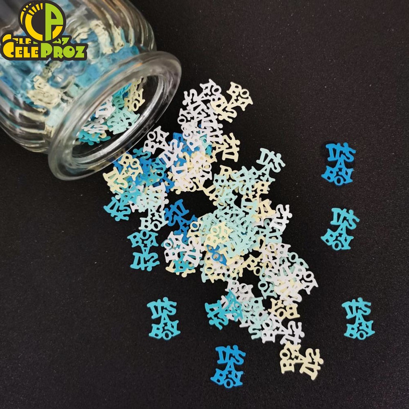 15 g Kūdikių dušo staliuko konfeti blizgučiai Tai berniukas, mergaitė 1-ojo gimtadienio vakarėlis, vežimėlio butelis Angelas Krikštas Lytis Atskleidžianti puošmena