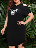 Γυναικείο φόρεμα Finjani γραφικό κορδόνι με κορδόνι στο πλάι Ruched φορέματα κουκούλα Καλοκαιρινό φόρεμα