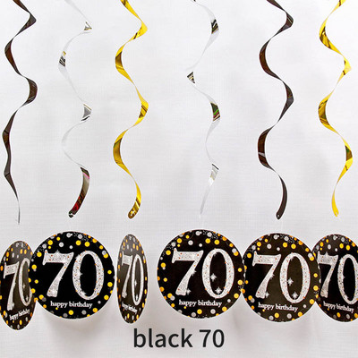 6 vnt. PVC 18 21 30 40 50 60 70 70 metų fono išdėstymas Gimtadienio vakarėlio dekoro daugiafunkciniai reikmenys