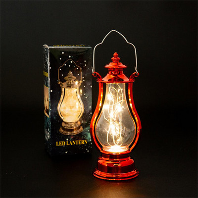2023. gada Ramadāna lampa, gaiša pārnēsājama poniju lampa sveču lampa Creative Retro maza eļļas lampa Led vēja lampas ornaments ballītei