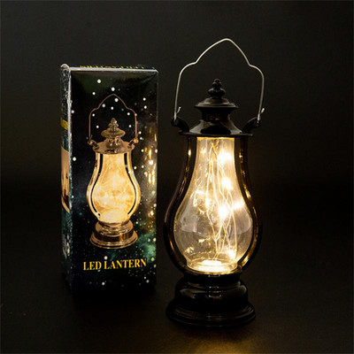 2023. gada Ramadāna lampa, gaiša pārnēsājama poniju lampa sveču lampa Creative Retro maza eļļas lampa Led vēja lampas ornaments ballītei