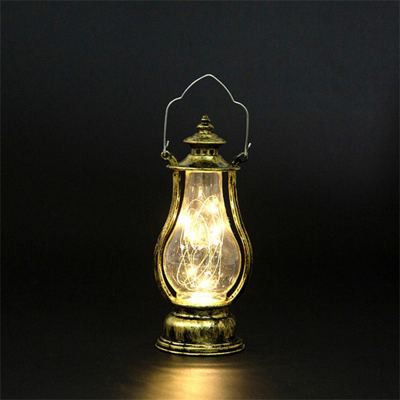 2023. gada Ramadāna lampa, gaiša pārnēsājama poniju lampa sveču lampa Creative Retro maza eļļas lampa Led vēja lampas ornaments ballītei