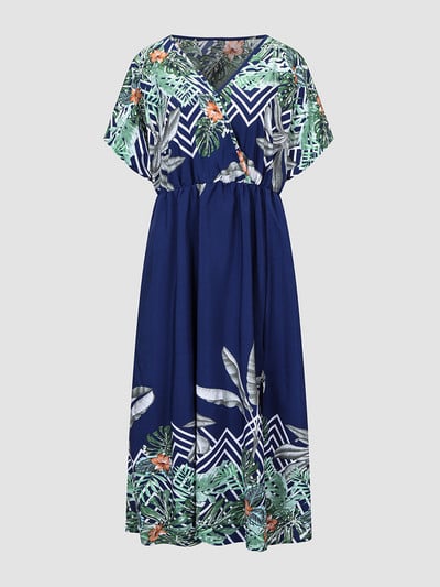 Finjani atogrąžų miško spausdinta šikšnosparnio suknelė su skeltomis rankovėmis, didelio dydžio 4XL