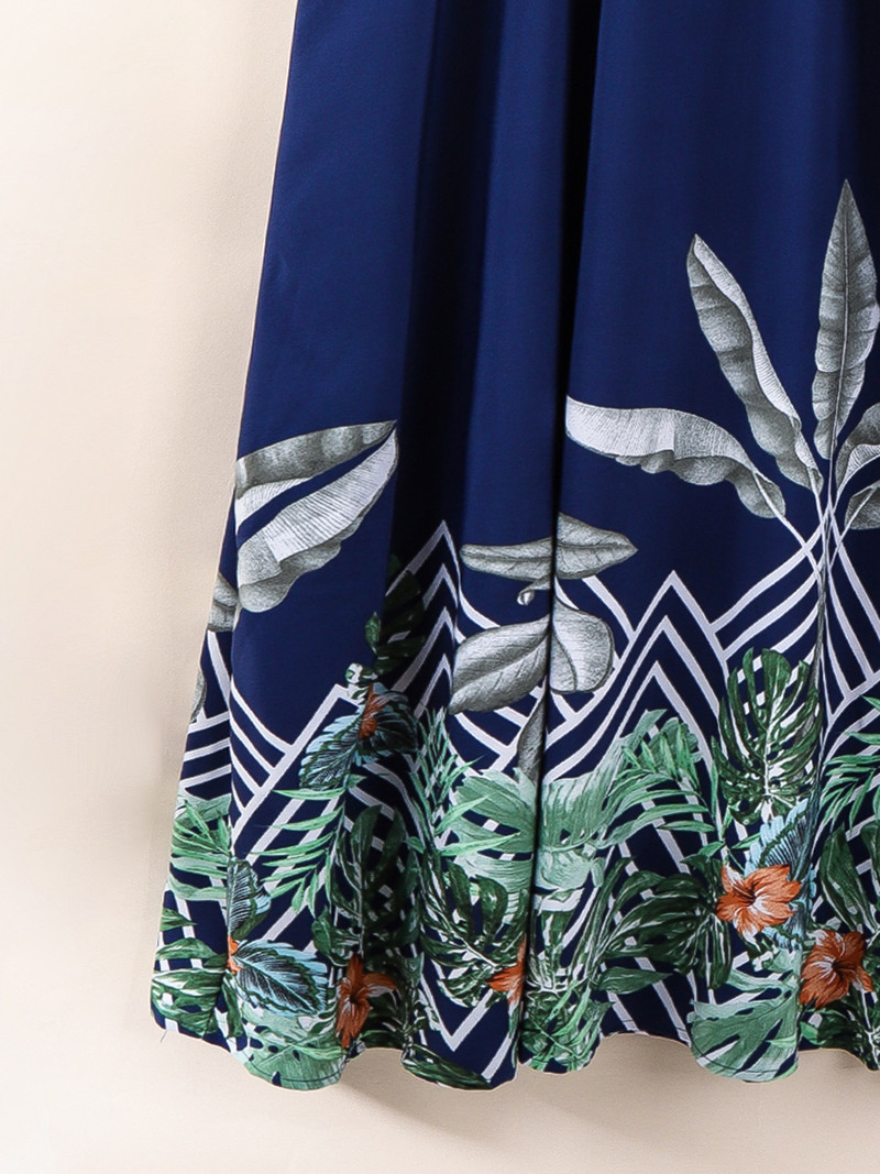 Finjani atogrąžų miško spausdinta šikšnosparnio suknelė su skeltomis rankovėmis, didelio dydžio 4XL