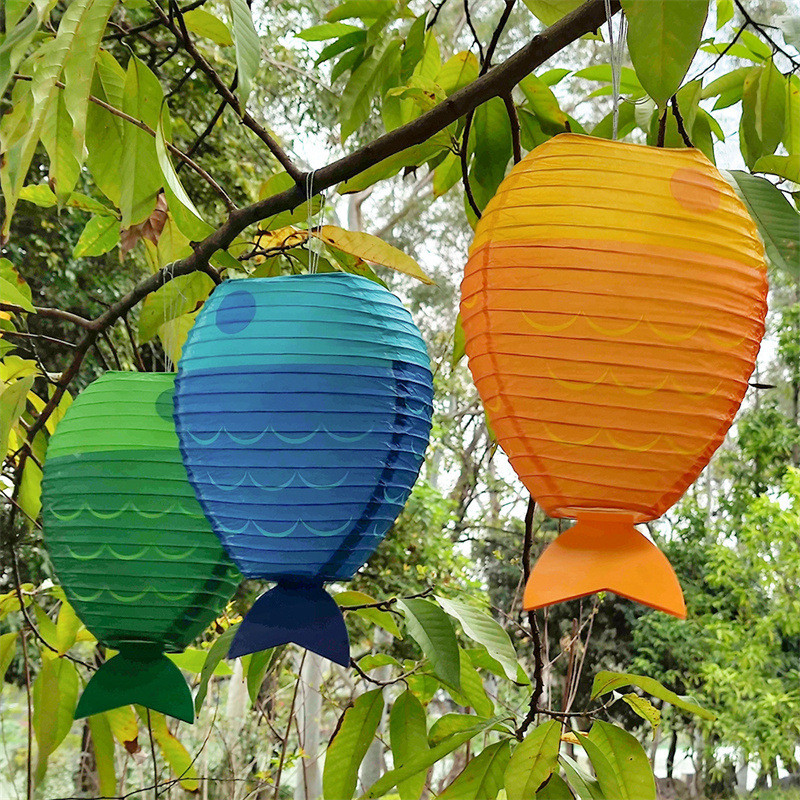 Radoša multfilma Zivs formas papīra laternas dzimšanas dienas ballīte bērnudārza okeāna pasaule citplanētiešu pašdarināts roku darbs papīra laternas ballītes dekors