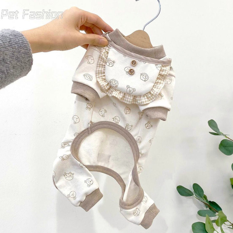 2023 Pet Pomeranian Onesie Iarnă Căldușă haine pentru câini Bichon Haine cu patru picioare Cățeluș Pijamale moi Haine de oaie de desene animate