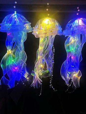 Изкуствено плуване, светеща медуза, лампа, фенер, аквариум, подводно живо растение, светещ орнамент, воден пейзаж, парти декор