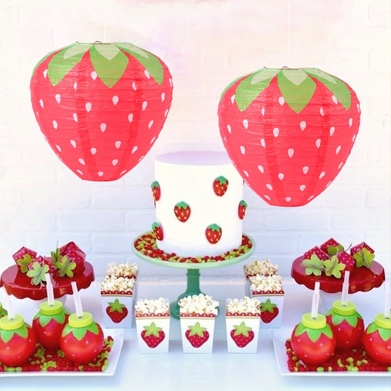 Lanternă din hârtie 3D, căpșuni, ananas, decorare pentru petreceri tematice, festivalul de primăvară, lanternă portabilă din hârtie pentru copii
