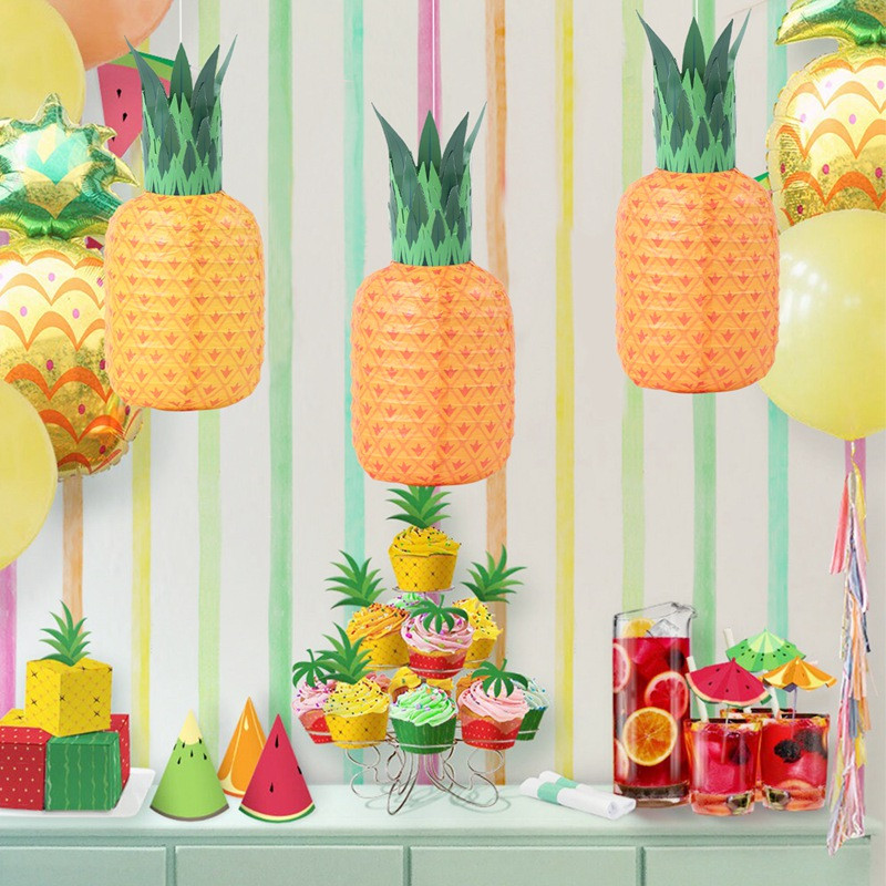 Lanternă din hârtie 3D, căpșuni, ananas, decorare pentru petreceri tematice, festivalul de primăvară, lanternă portabilă din hârtie pentru copii