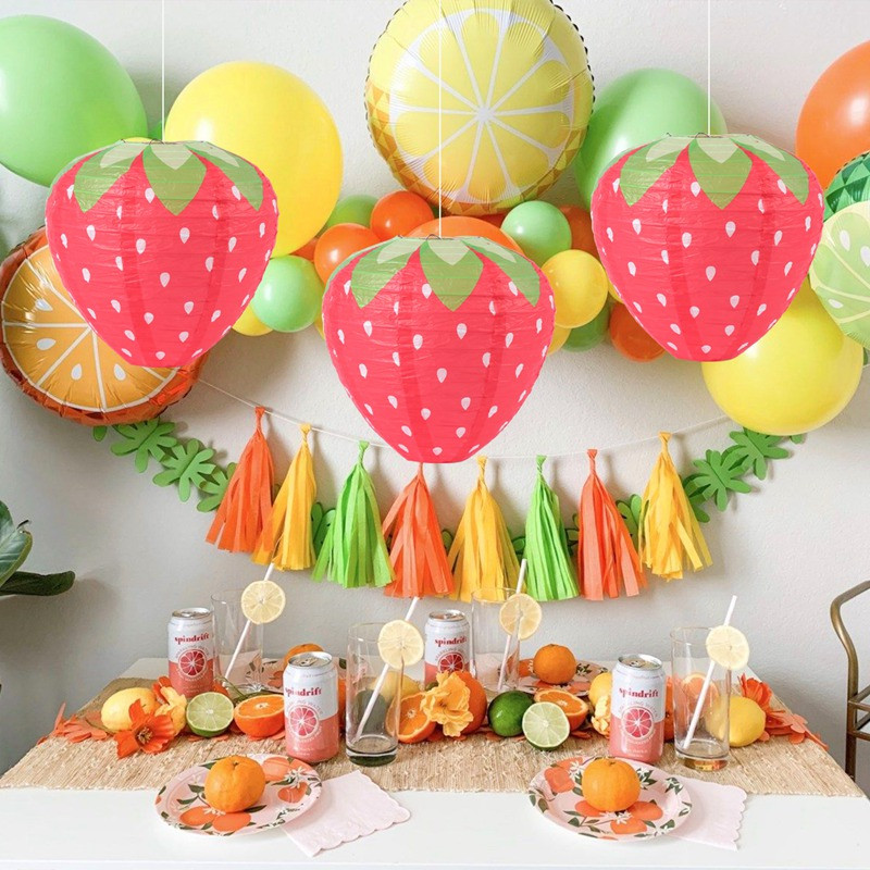 Lanternă din hârtie 3D, căpșuni, ananas, decorare pentru petreceri tematice, festivalul de primăvară, lanternă portabilă din hârtie pentru copii